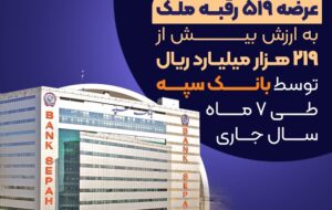 (عرضه ۵۱۹ رقبه ملک به ارزش بیش از ۲۱۹ هزار میلیارد ریال توسط بانک سپه در سال جاری